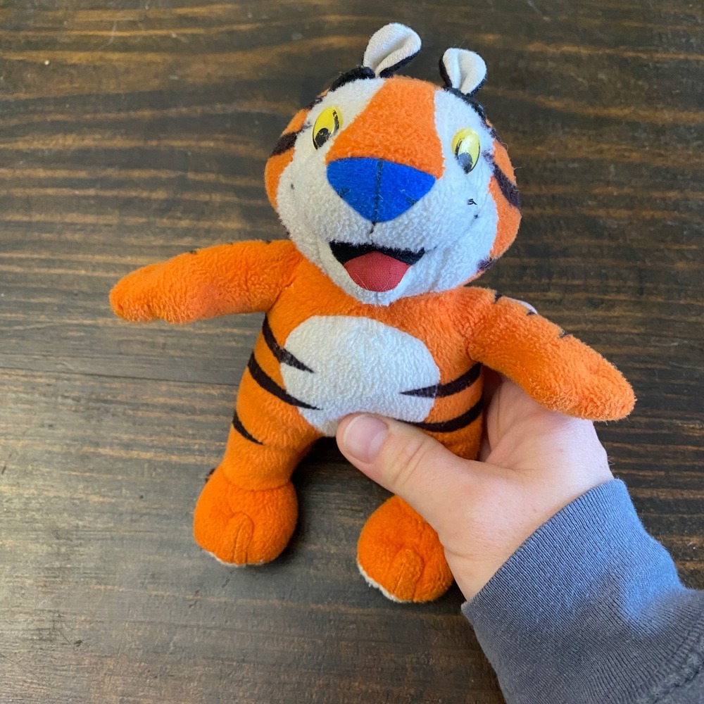 1997 Kelloggs Frosted Flakes Tony the Tiger Plush Bean Bag Toy Orange Striped 8"